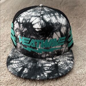 HEATWAVE Black & White Tie-Dye Hat w/ Teal Logo